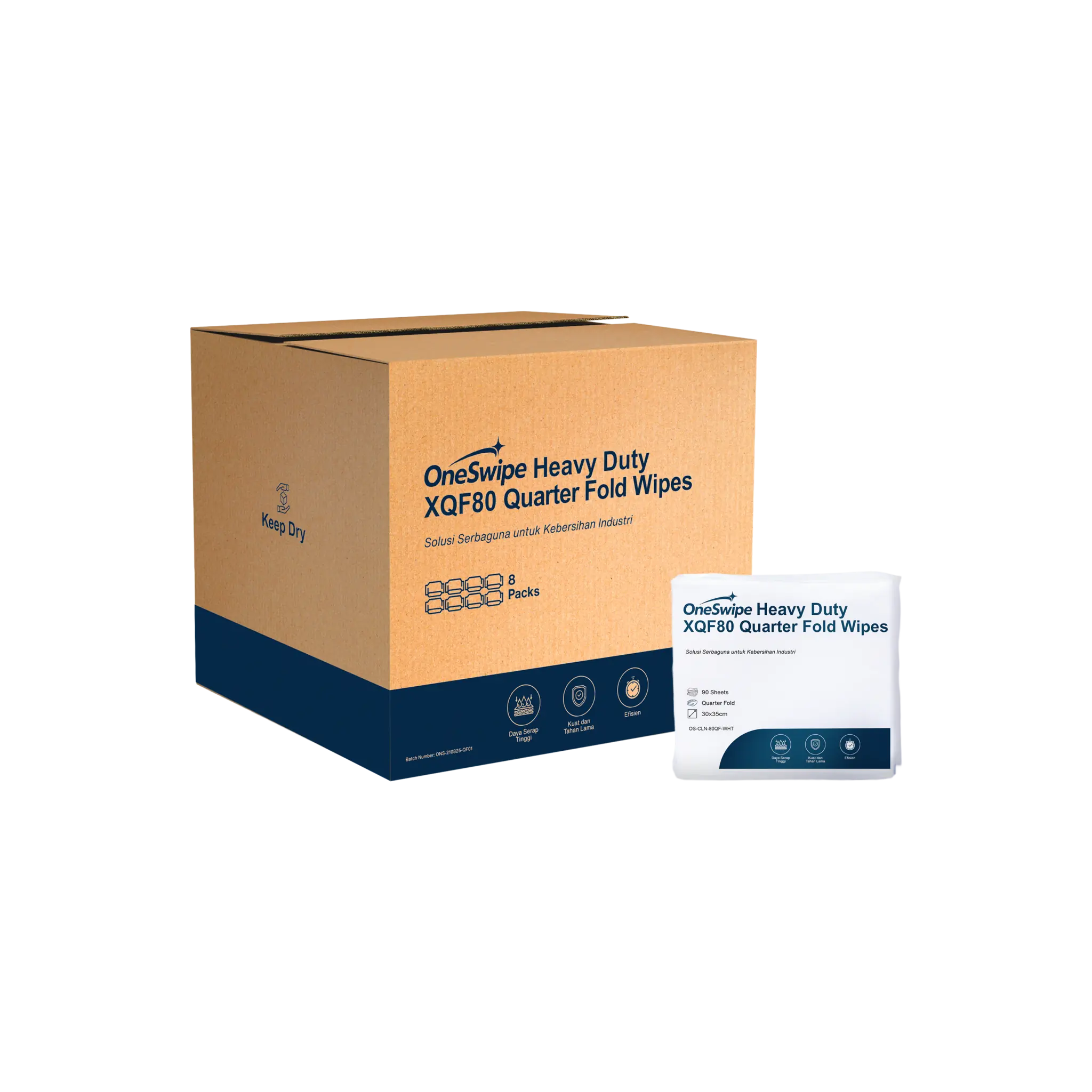 OneSwipe Heavy Duty XQF80
Quarter Fold Wipes