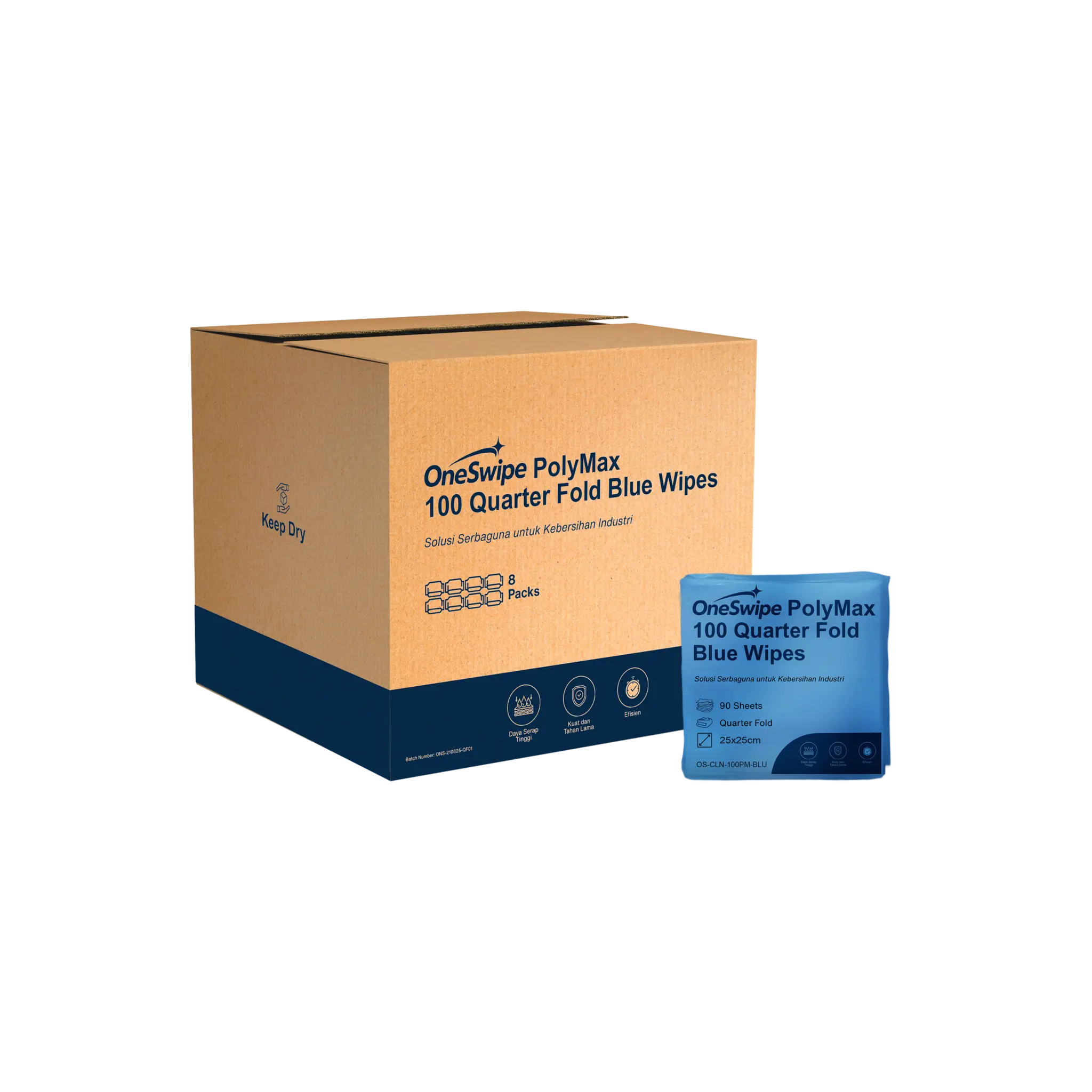 OneSwipe PolyMax 100
Quarter Fold Blue Wipes