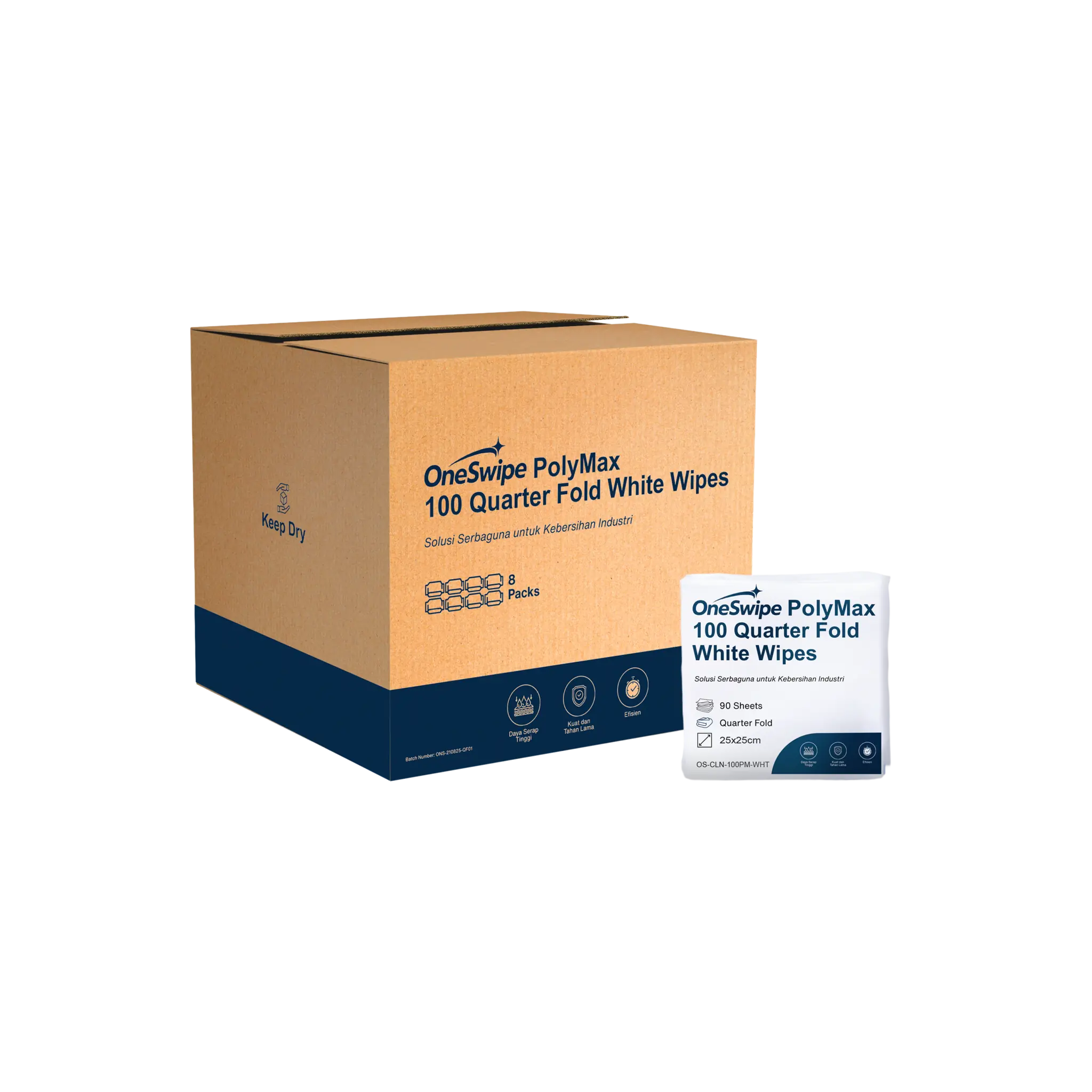 OneSwipe PolyMax 100
Quarter Fold White Wipes